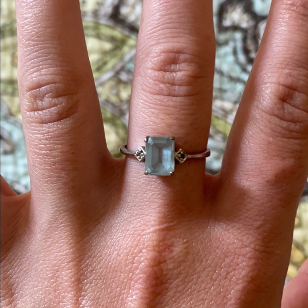 Beautiful light blue sterling  silver ring.